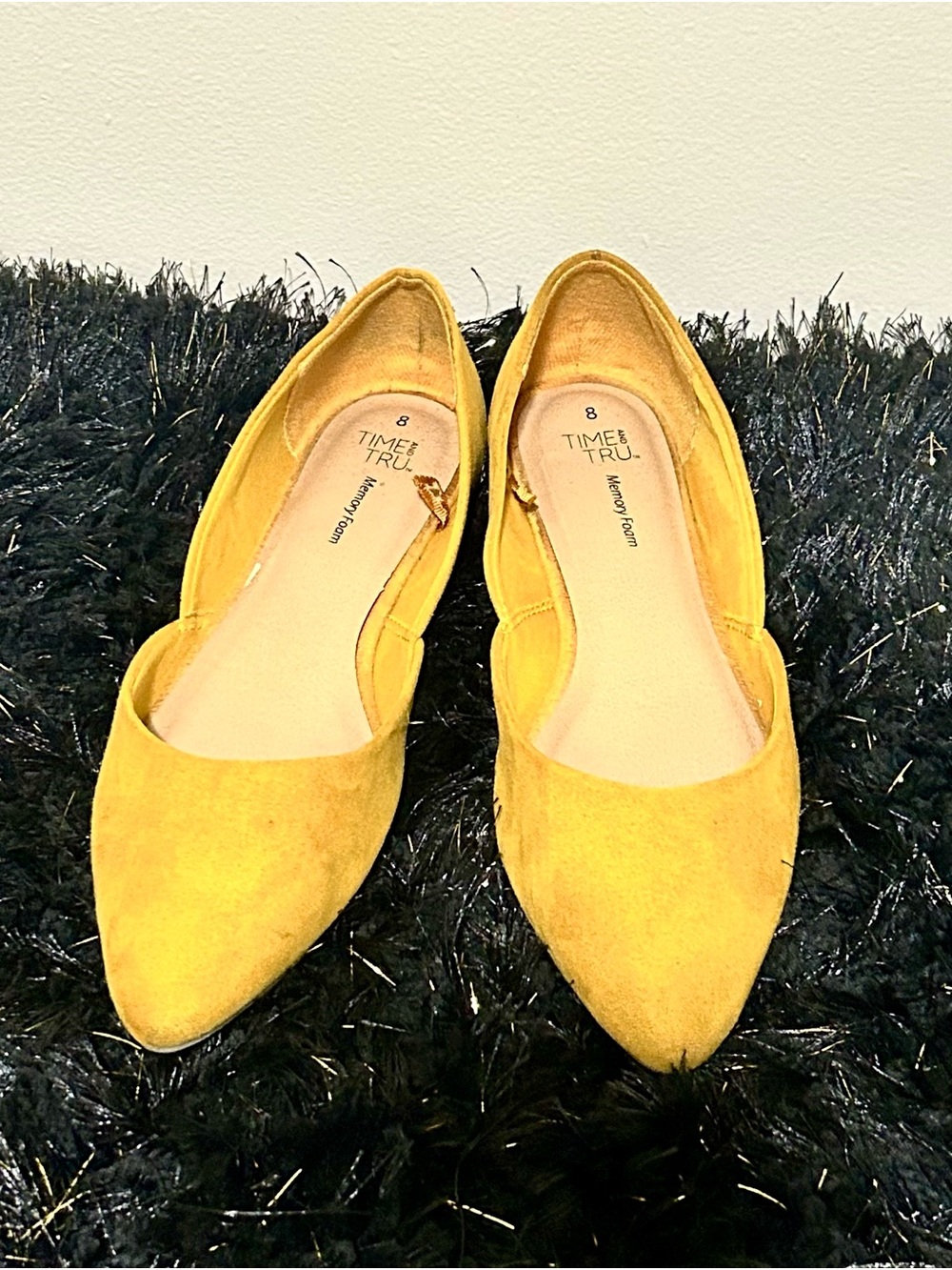 Time and Tru Yellow Pointed D'Orsay Flats